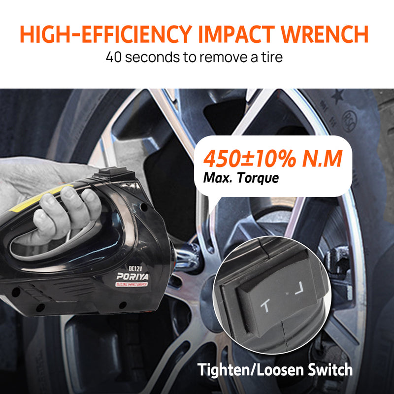 Load image into Gallery viewer, PORIYA  Electric Hydraulic Floor Jack 5Ton car 12V w/Impact Wrench Inflator Pump
