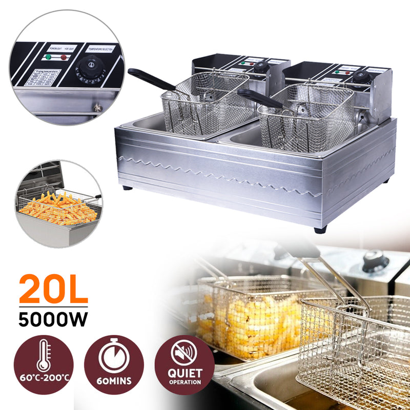 Load image into Gallery viewer, PORIYA Electric Deep Fryer 10L / 20L Commercial Bench Top Single Stainless Steel 2500W
