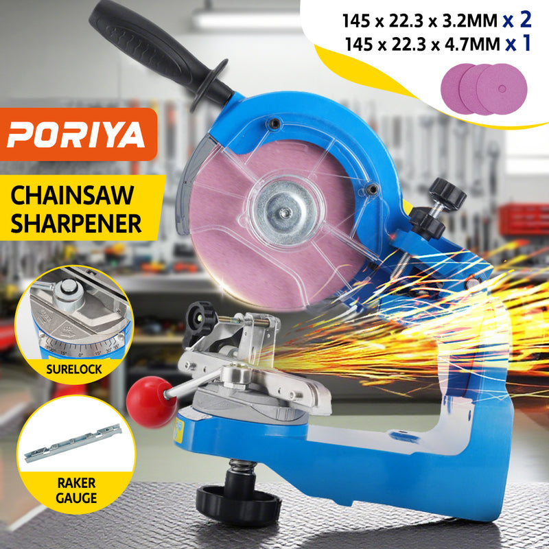 Load image into Gallery viewer, PORIYA Chainsaw Sharpener Chain Saw Electric Grinder Bench Tool w/Raker Gauge
