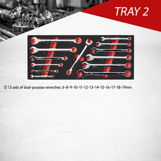 PORIYA 112pcs Tool Box Trolley Tool Set Portable Tool Kit DIY Hand Tool Set