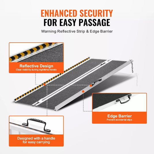 PORIYA Multi Size Aluminium Ramp Anti Slip Folding Loading Threshold  Portable Access