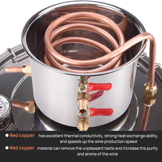 PORIYA Alcohol Distiler 12/19/30/50L Water Wine Brew Copper Coil Moonshinestill w/ Pump