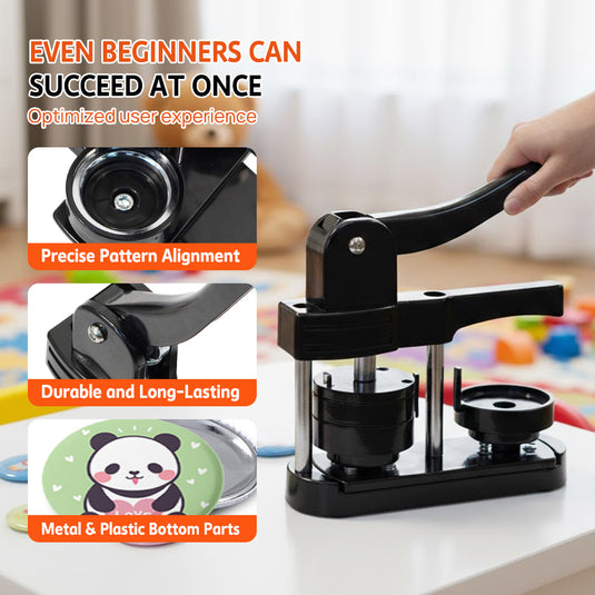 PORIYA 3-in-1 Button Maker Machine 25/32/58mm Pin Badge Maker 300 Button Parts