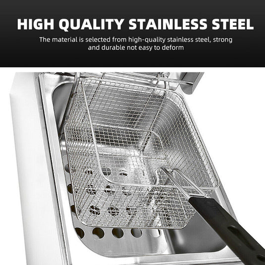 PORIYA Electric Deep Fryer 10L / 20L Commercial Bench Top Single Stainless Steel 2500W