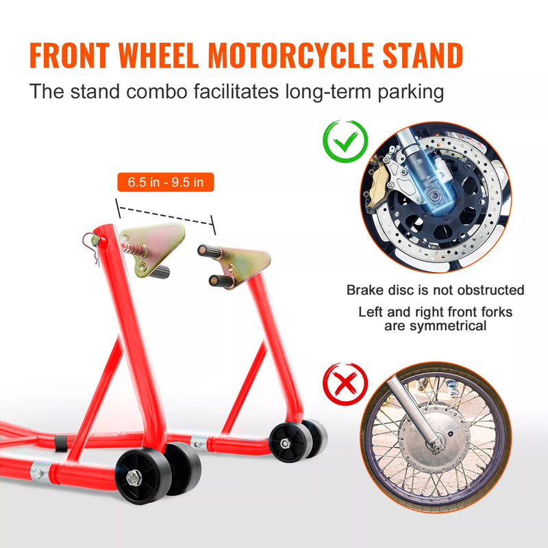 Load image into Gallery viewer, PORIYA 1100lbs Motorbike Dolly Motorcycle Front Wheel Stand and Rear Wheel Stand 2PC
