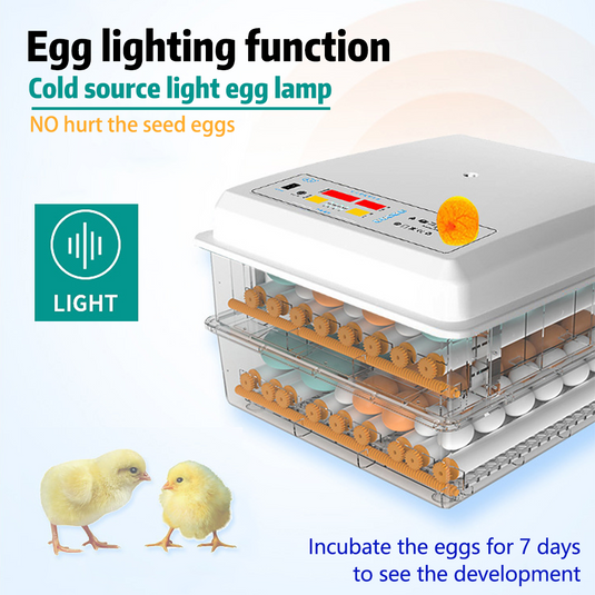 PORIYA 64 Eggs Digital Egg Incubator LED Fully Automatic Turning Chicken Duck Poultry