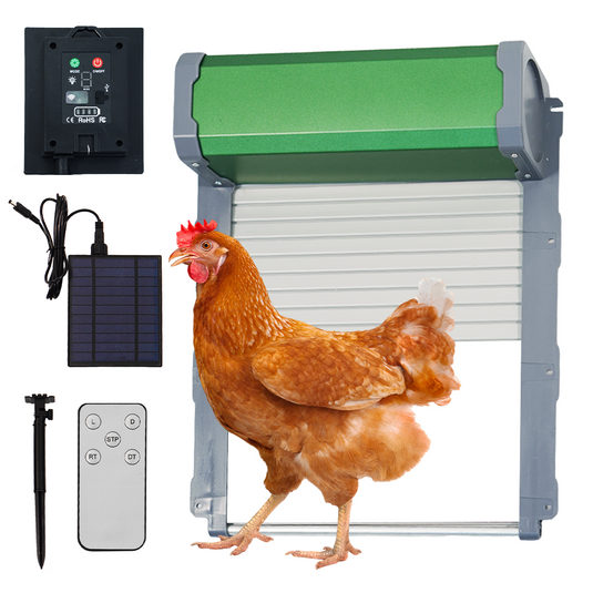 PORIYA Solar Chicken Coop Door Opener Automatic Timer Auto Light Sensor Remote Control