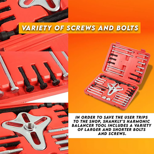 PORIYA 47pcs Harmonic Balancer Kit Set Gear Puller Pulley Steering Wheel Removal Tool