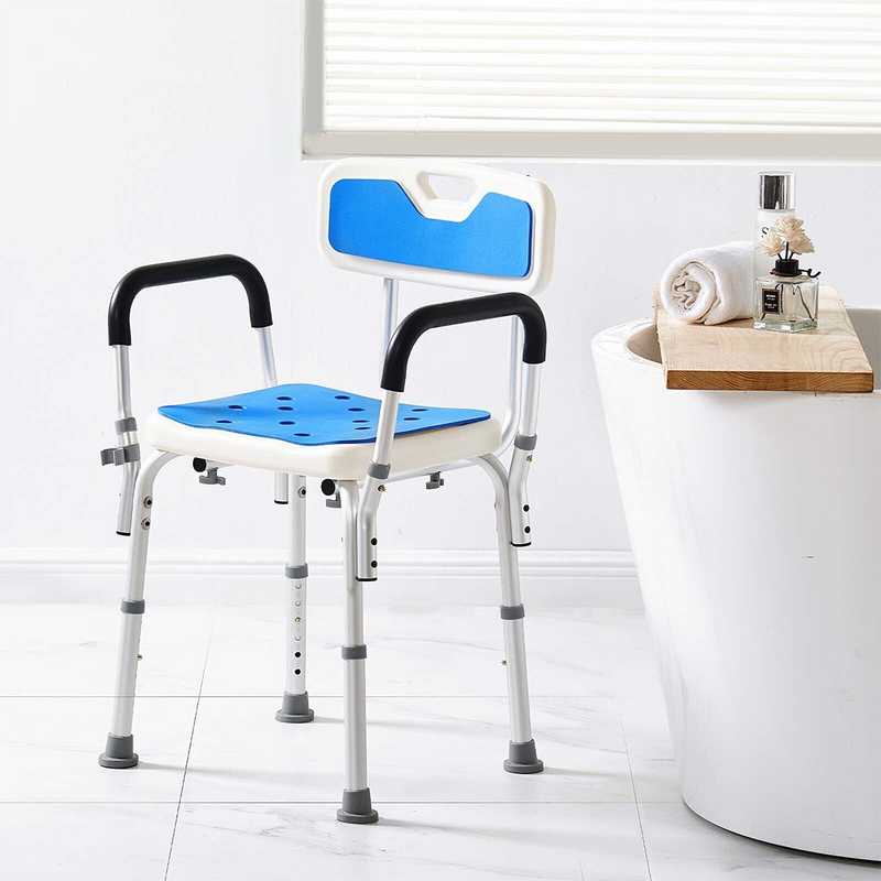 Load image into Gallery viewer, Shower Chair Bath Bench Arms Back for Inside Tub Adjustable Height 400lbs
