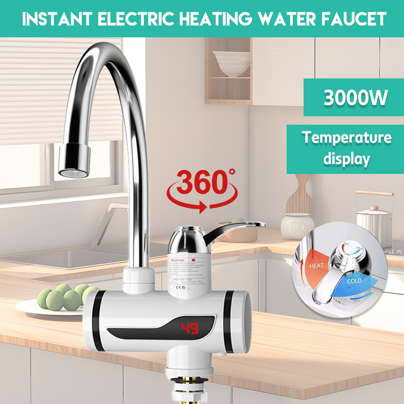 Load image into Gallery viewer, PORIYA 360° Electric Instant Hot Water Tap w/ Led Display Cold Hot Water Heater Faucet
