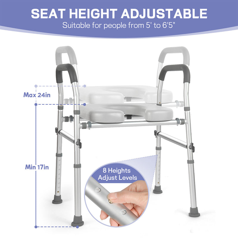 Load image into Gallery viewer, PORIYA Raised Toilet Seat 17"-24" 450 lbs Universal Toilet Riser for Elderly
