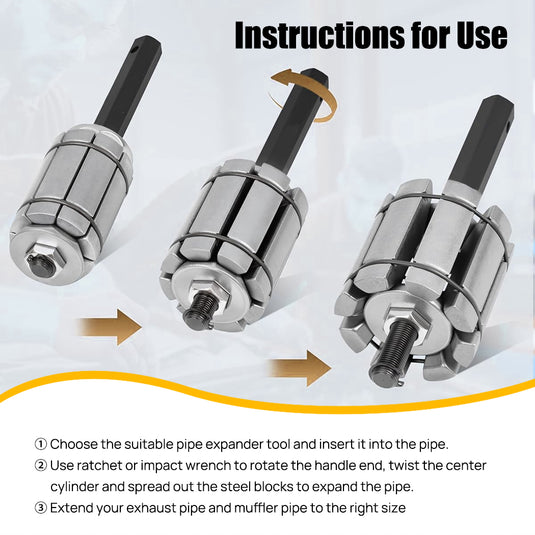 PORIYA Tail Pipe Expander Exhaust Tailpipe 3PCS Tool Set Muffler Spreader Dent Remover