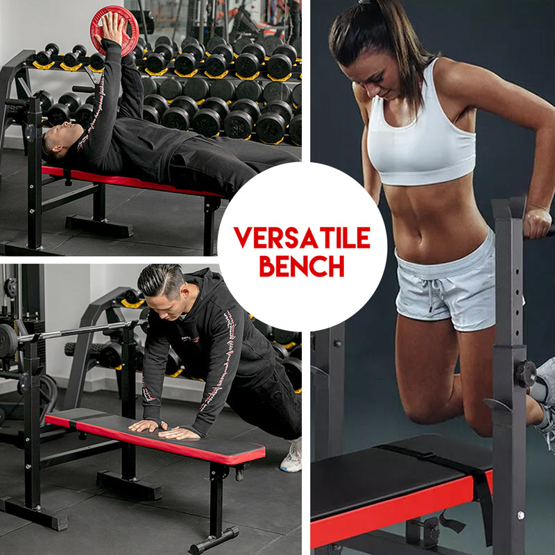 Load image into Gallery viewer, BLACK Weight Bench Press Squat Rack Incline Fitness Home Gym Equipment
