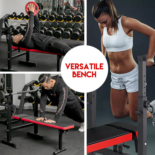 BLACK Weight Bench Press Squat Rack Incline Fitness Home Gym Equipment