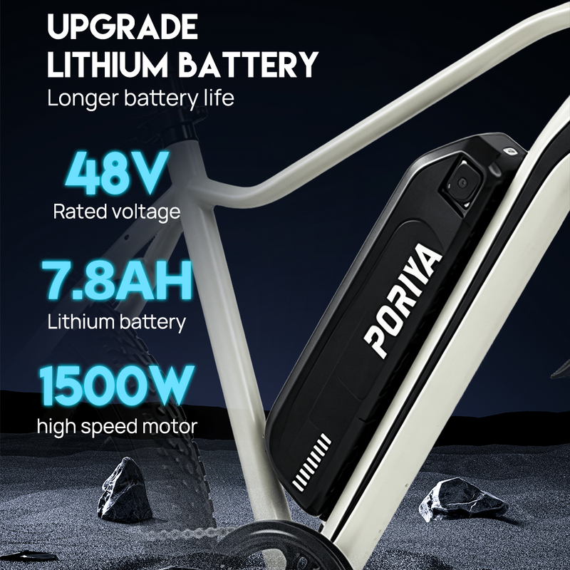 Load image into Gallery viewer, PORIYA 1500W 26“ Electric Mountain Bike 48V 10.4Ah Shimano 7 Speed Off Road AU
