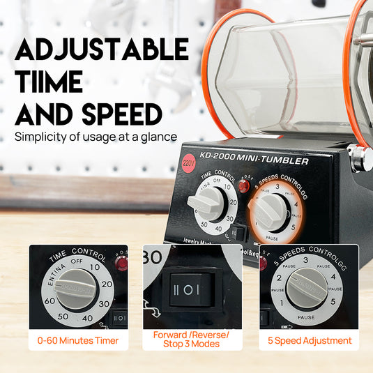 PORIYA 3/5KG Jewelry Surface Polisher Rotary Polisher Gem DIY Tumbler Finish Machine