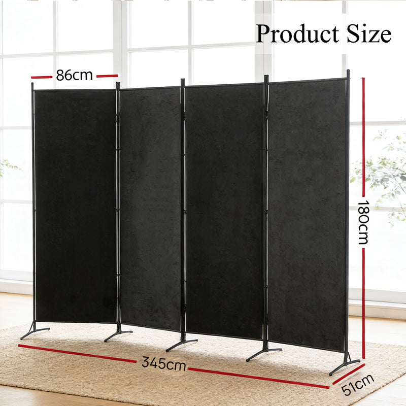 Load image into Gallery viewer, PORIYA 4-Panel Room Divider Privacy Screen Folding Steel Frame Fabric Partition Stand
