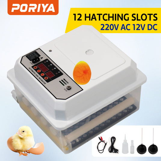 PORIYA 64 Eggs Digital Egg Incubator LED Fully Automatic Turning Chicken Duck Poultry