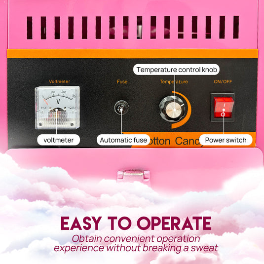 PORIYA Commercial Cotton Candy Machine Sugar Floss Maker 1000W Pink WITH/ Cover