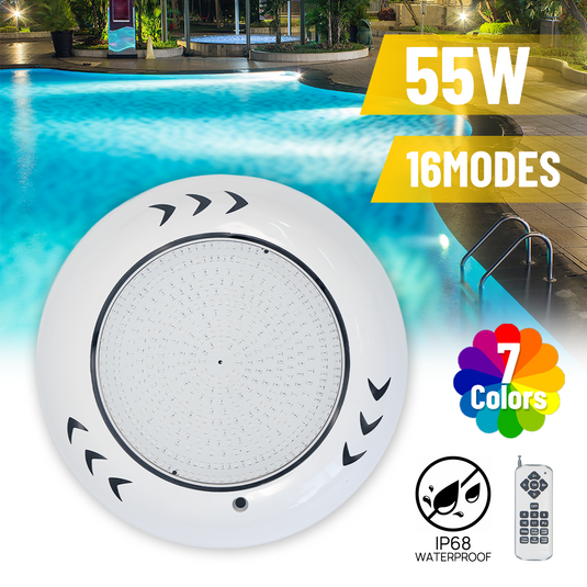 PORIYA 55W Resin Filled Underwater Swimming Pool Light LED RGB with Remote Controller