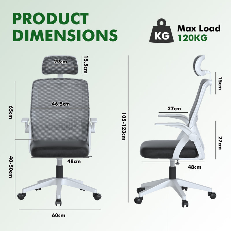 Load image into Gallery viewer, Ergonomic Home Office Chair with Lumbar Support and Adjustable Headrest High Back Mesh Desk Chair Flip-up Armrest Ergonomic Computer Chair
