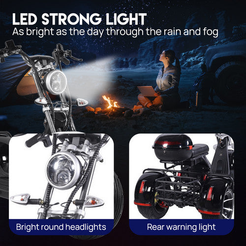 Load image into Gallery viewer, Electric Tricycle 3000W 60KM/H Off Road E-Scooter W/ Golf Rack Golf Cart Scooter
