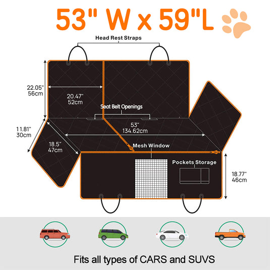 PORIYA Premium Pet Car Seat Cover Hammock Non-Slip Protector Mat Waterproof Cat Dog