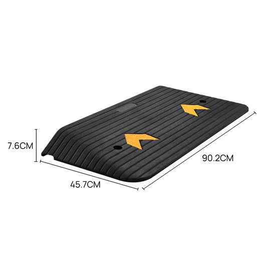PORIYA Rubber Curb Ramp 90.2x45.7x7.6cm Heavy Duty Kerb Driveway Threshold Ramp 15 Ton