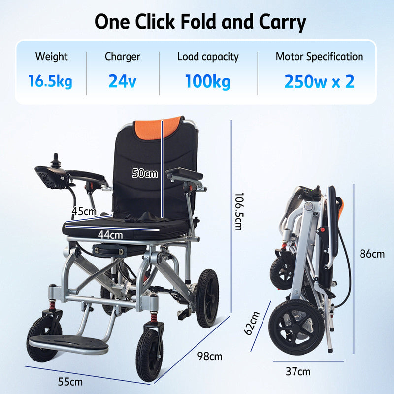 Load image into Gallery viewer, PORIYA 16.5KG Electric Wheelchair Lightweight Foldable Lithium Power Aluminium Portable
