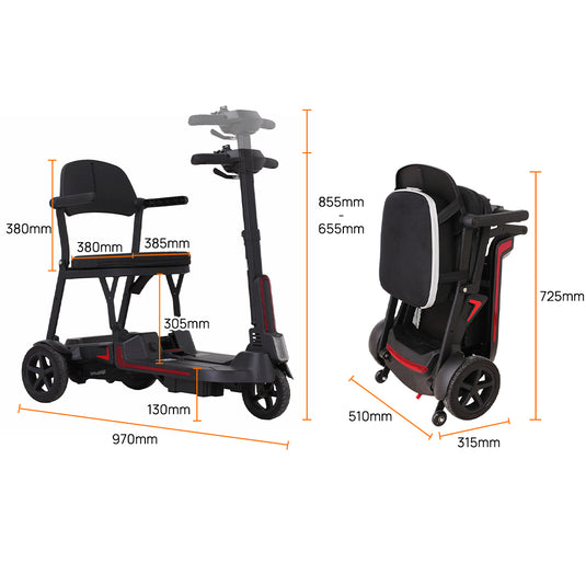 PORIYA 13KG Electric Mobility Scooter Lithium Power Folding 3 Wheel Airline Lightweight