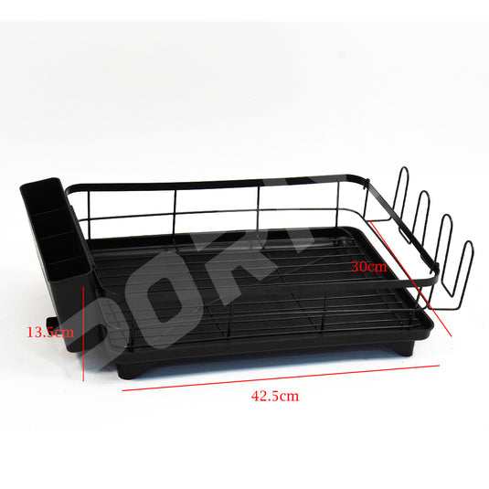 PORIYA Large Capacity Dish Drainer Carbon Steel Dish Drying Rack Drainboard Dish Rack