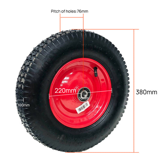 PORIYA 16" SOLID TYRE WHEELBARROW WHEELS FLAT FREE PUNCTURE PROOF 25mm Bore 6.5"-8"