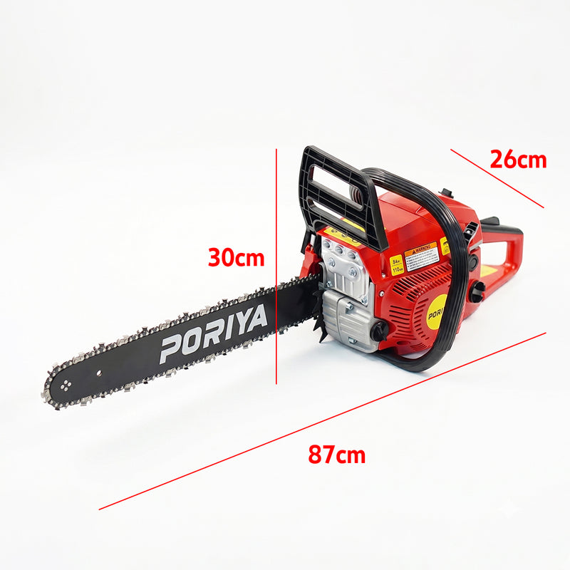 Load image into Gallery viewer, PORIYA 45cc Petrol Chainsaw Commercial 18" Bar Chain Saw E-Start Tree Pruning

