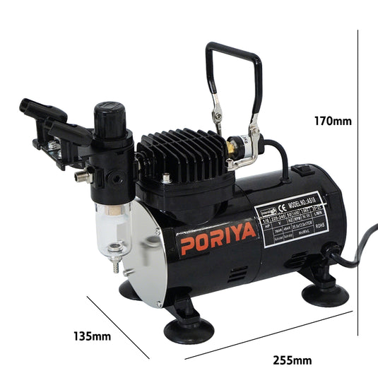 PORIYA Airbrush Compressor W/ 3L Air Tank Dual Action Paint Airbrush Spray Gun Nail Set