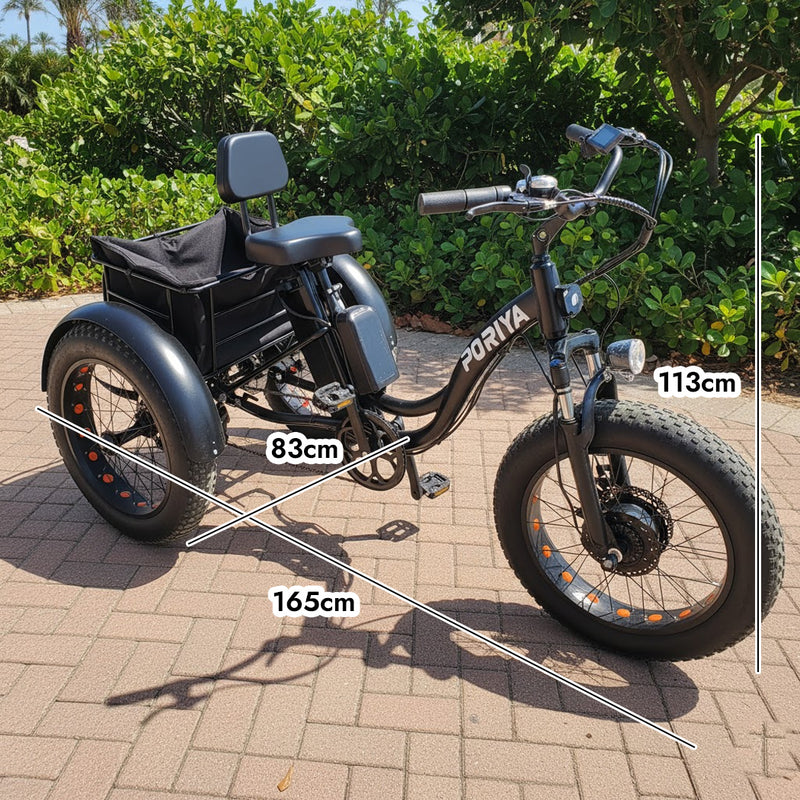 Load image into Gallery viewer, PORIYA 1500W Electric Tricycle escooter Urban City Bicycle Rechargeable 20" Fat Tyre
