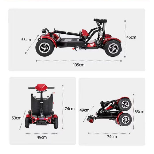 PORIYA Electric Mobility Scooter Electric Motorised Power Portable Folding 40KM Range