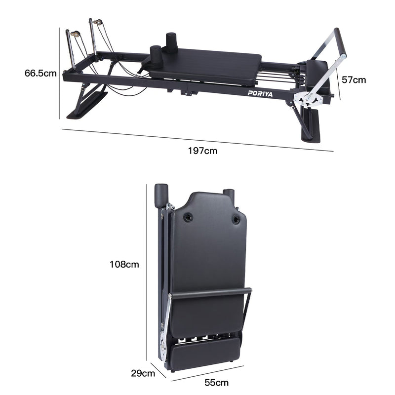 Load image into Gallery viewer, Foldable Pilates Reformer Workout Latex resistance Machine Exercise Yoga Black
