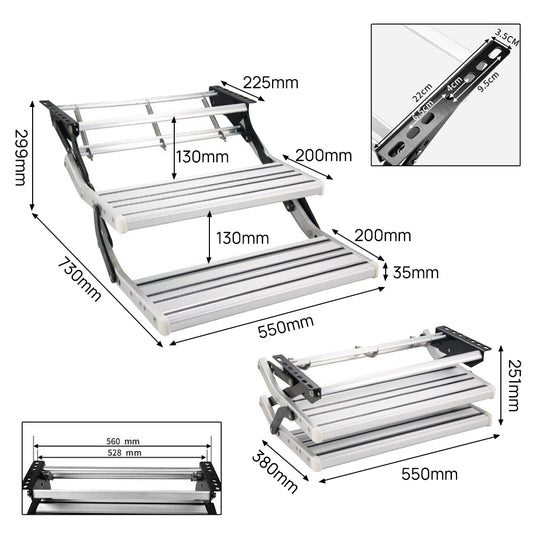 PORIYA Caravan Step Aluminium Pull Out Folding Caravan Step Camper Trailer Motorhome RV