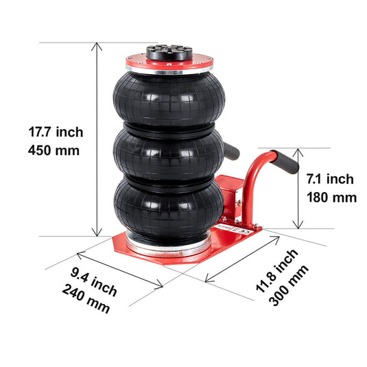 PORIYA Triple Bag Air Jack 3 Ton/6600 lbs Pneumatic Jack for Car SUV Lifting