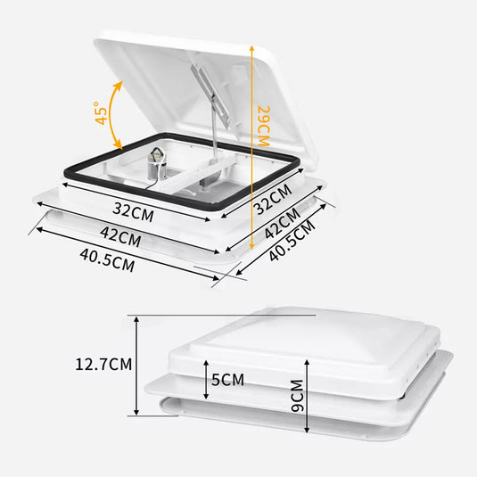 PORIYA Caravan Roof Vent 12V Fan RV Shower Hatch 355x355mm Flyscreen Motor Home