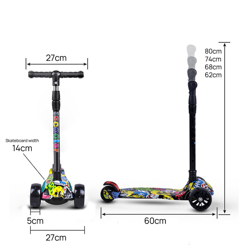 Load image into Gallery viewer, PORIYA Foldable Kids Scooter Adjustable Height Flashing LED Lights 3 Wheels Kick Push
