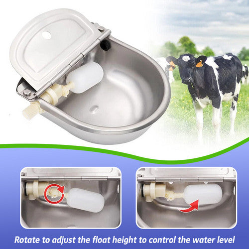Load image into Gallery viewer, PORIYA Stainless Pipe Water Trough Bowl Auto Drinking For Dog Horse Chicken Auto Fill
