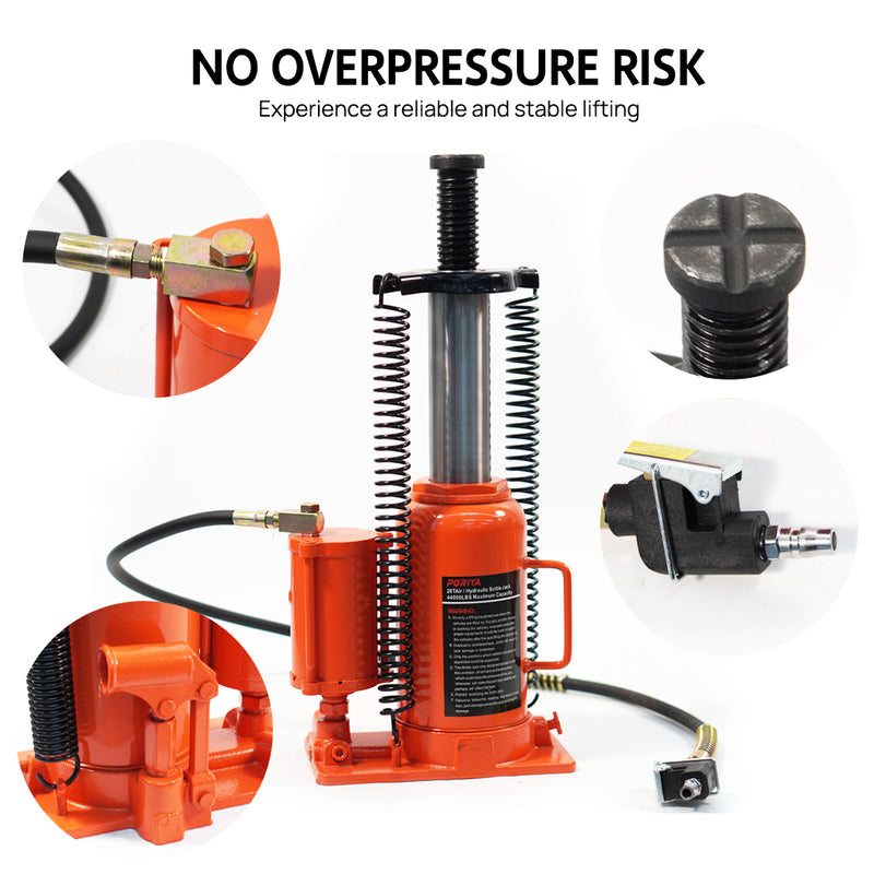 Load image into Gallery viewer, PORIYA 20 Ton Air &amp; Manual Hydraulic Bottle Jack Heavy Car Truck Lift Heavy Duty Steel
