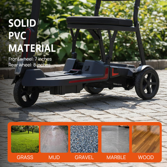 PORIYA 13KG Electric Mobility Scooter Lithium Power Folding 3 Wheel Airline Lightweight