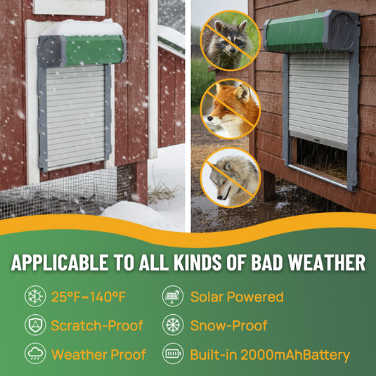 PORIYA Solar Chicken Coop Door Opener Automatic Timer Auto Light Sensor Remote Control