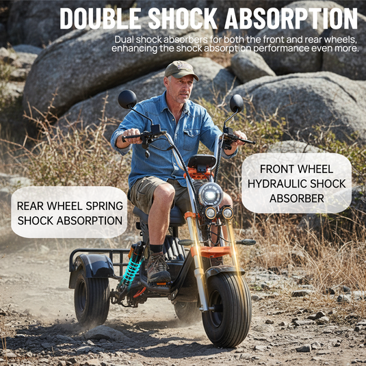 PORIYA Electric Scooter 3000W 60KM/H Adult Off Road 3 Wheels E-Scooter w/ Basket