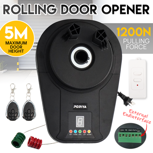 PORIYA Automatic Roller Door Opener Smart Garage Door Roller w/ Remote Control