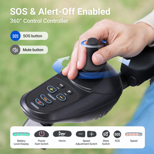 PORIYA 16.5KG Electric Wheelchair Lightweight Foldable Lithium Power Aluminium Portable