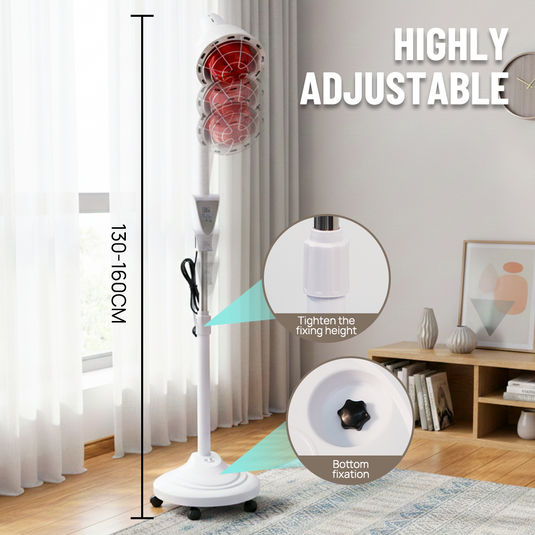 PORIYA 275W Infrared Heat Lamp Light Floor Stand Therapeutic Therapy Pain Relief E27