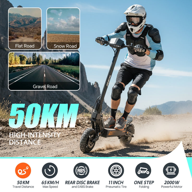 Load image into Gallery viewer, PORIYA 11" Electric Scooter 2000W 50KM 65KM/H Off-Road Adult E-Bike E-Scooter
